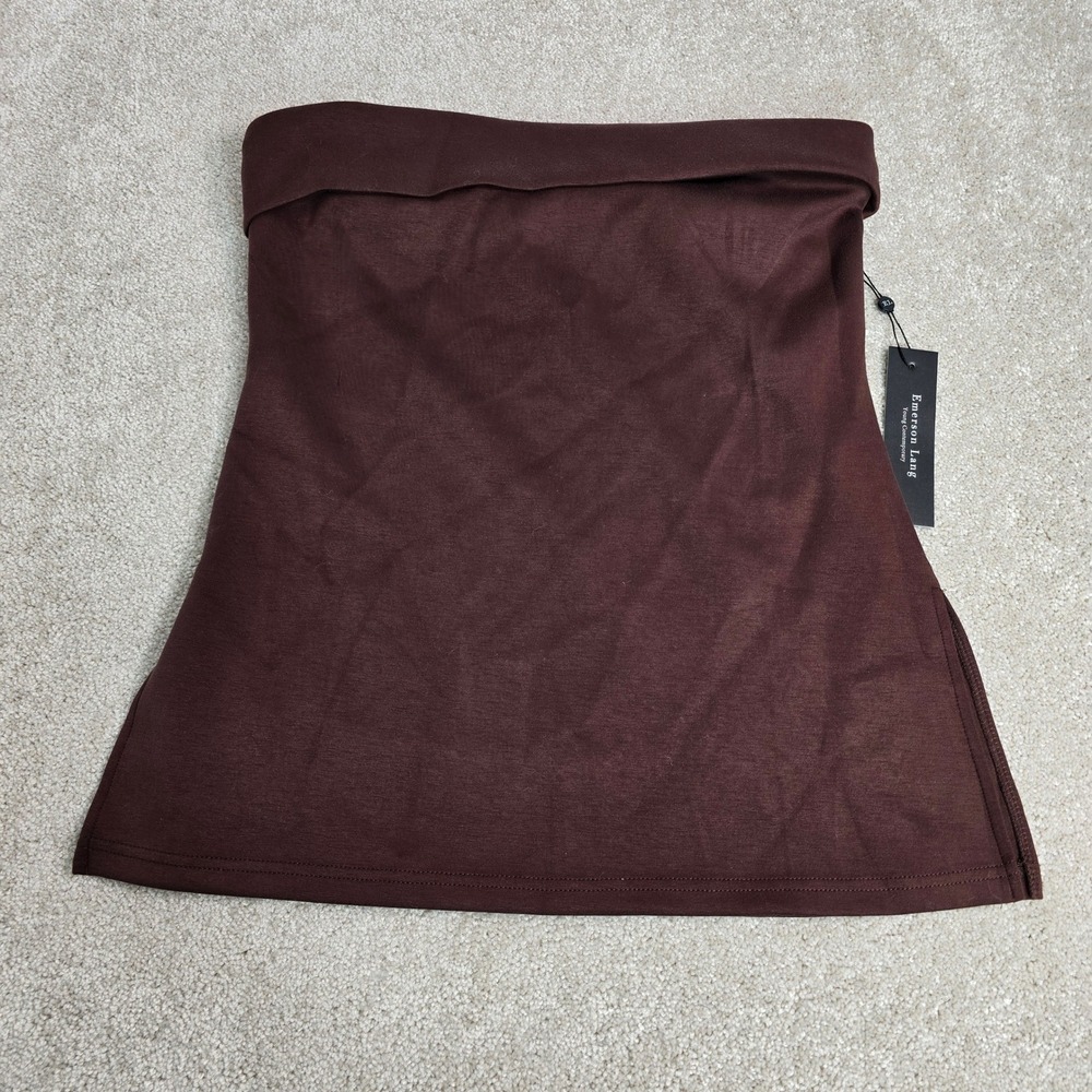 Emerson Lang Brown Knit Tube Top‎ Cropped Flared Size XL Young Contemporary New